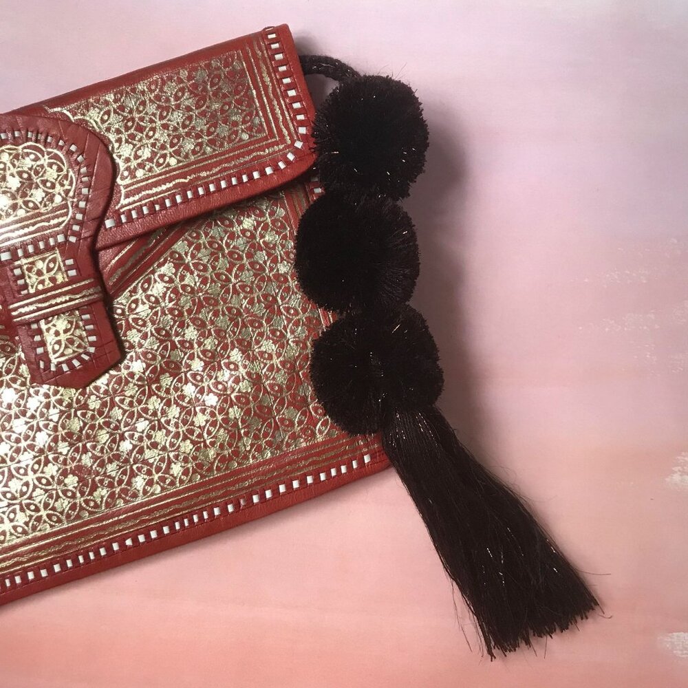 Metallic PomPom Tassel Pom Pom Tiered Triple Decker Shiny Bag Charm